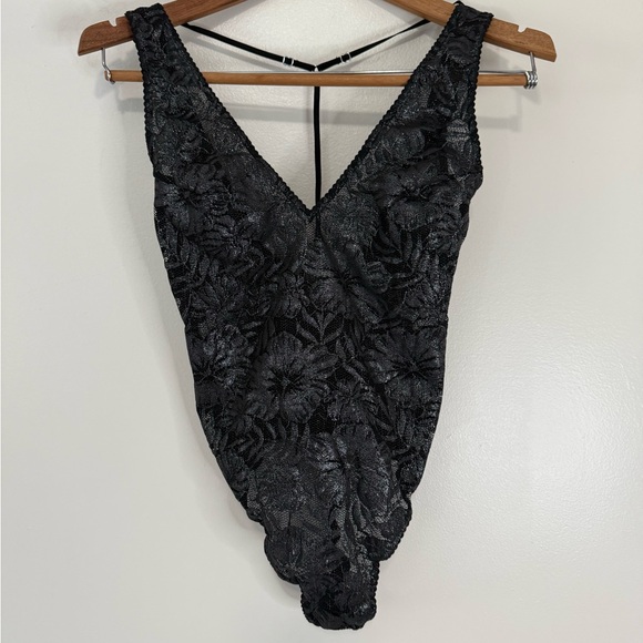 Victoria's Secret Other - Victoria’s Secret Black Lace Bodysuit with Chris cross back in size small